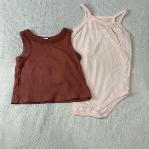 Colored Organics Brown and Burt’s Bees Pink Kids Tank Tops